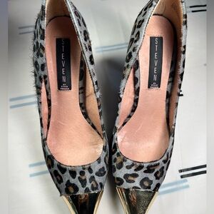 Steve Madden Leopard Print Heels with Gold Tips